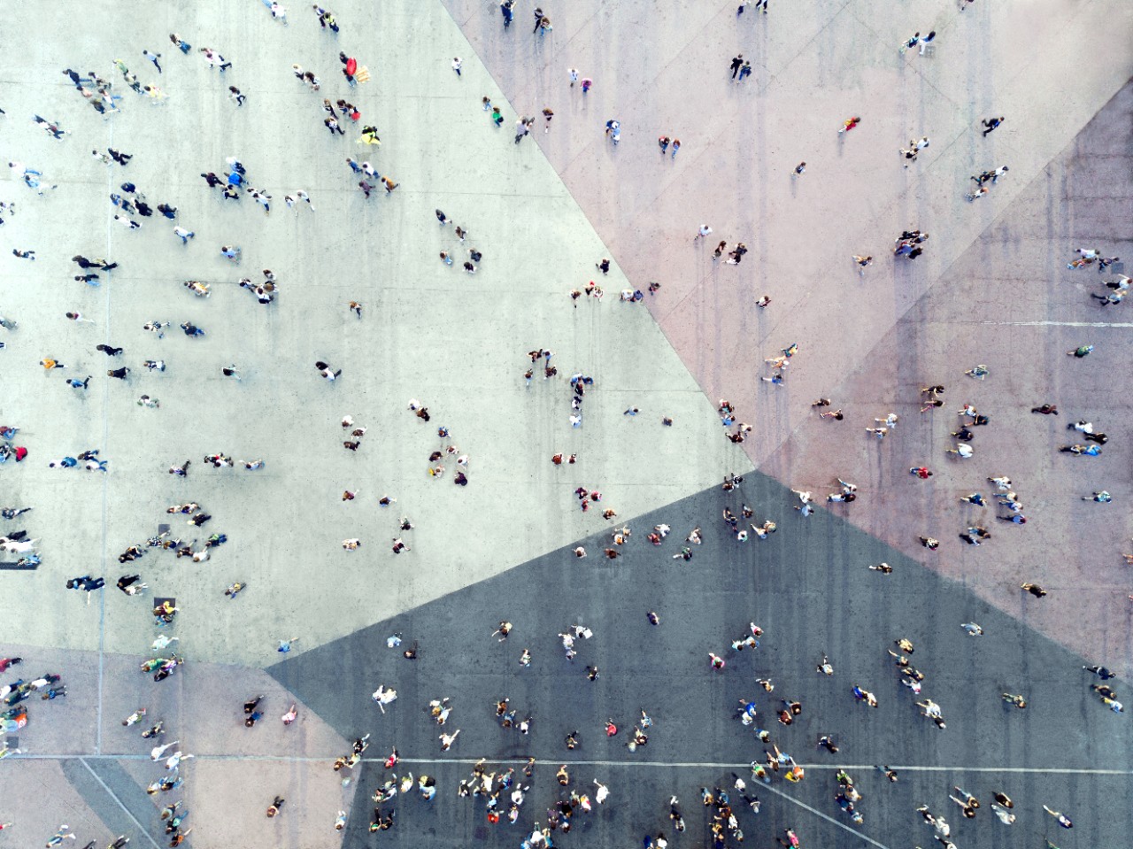 High Angle View Of People On Street